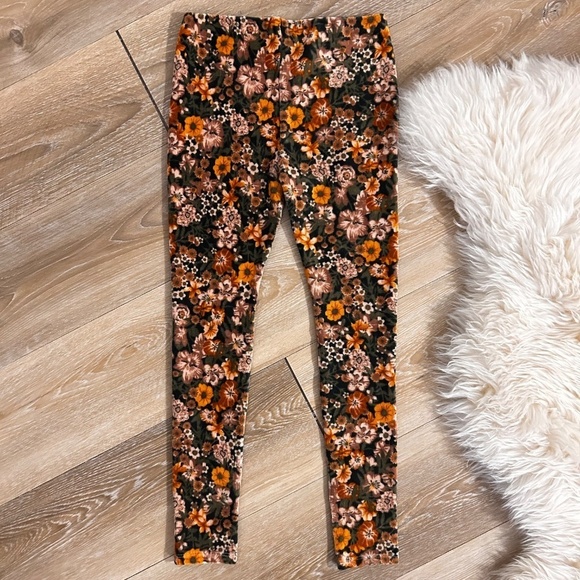 Zara Girls Velvet Ribbed Floral Leggings - Picture 5 of 5